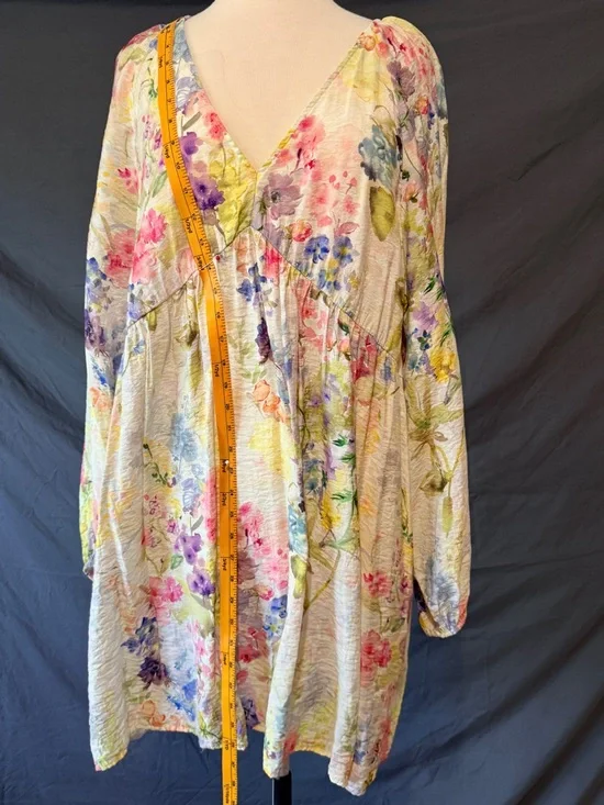 H&M Women’s Top Size L Floral Cottagecore romantic Spring Summer Beach Fairy - Picture 2 of 7